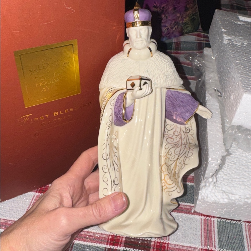 Lenox First Blessing Gaspar with Purple and Gold Accents.